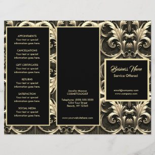 Prospectus 21,6 Cm X 24,94 Cm Gold Ornate et Black Menu & Prix