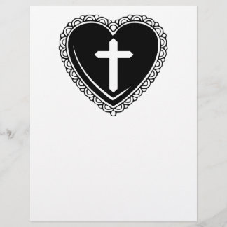 Prospectus 21,6 Cm X 24,94 Cm Gothic Heart & Cross Flyer (Noir & Blanc)