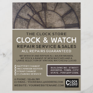 Prospectus 21,6 Cm X 24,94 Cm Grand visage Horloge, Horologiste Publicité