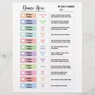 Prospectus 21,6 Cm X 24,94 Cm Graphique de planificateur quotidien Enfants Calen