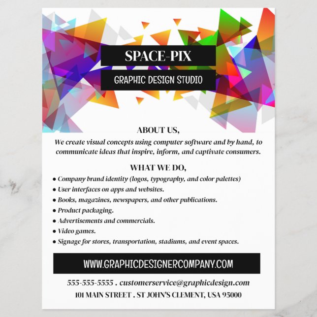 Prospectus 21,6 Cm X 24,94 Cm Graphique Triangle Design, Graphisme Design Advert (Devant)