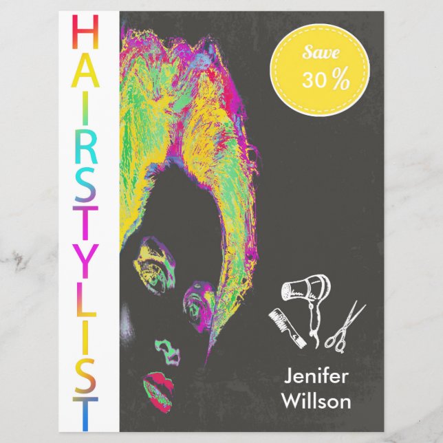 Prospectus 21,6 Cm X 24,94 Cm Hairstylist Discount Offer Flyer (Devant)