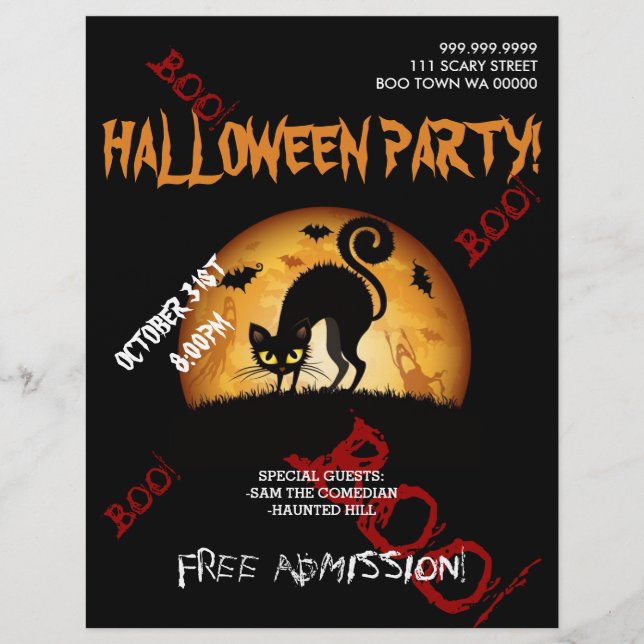 Prospectus 21,6 Cm X 24,94 Cm Halloween Boat Chat Bats Party Flyer (Devant)