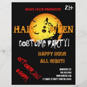 Prospectus 21,6 Cm X 24,94 Cm Halloween Party Event Faire-part DJ CLUB Flyer