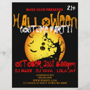 Prospectus 21,6 Cm X 24,94 Cm Halloween Party Event Faire-part DJ CLUB Flyer