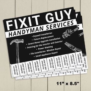 Prospectus 21,6 Cm X 24,94 Cm Handyman Carpentry Tear Off Numéro de téléphone
