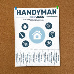Prospectus 21,6 Cm X 24,94 Cm Handyman Services Tear-Off Tabs Flyer<br><div class="desc">A professional handyman services flyer with tear-off tabs in light & bold blue color. A clean & modern design with a central home icon, surrounded by icons representing different repair tools including water drop, electrical symbol, paint roller, handsaw, hammer and wrench. It is completely adaptable and can be used for...</div>