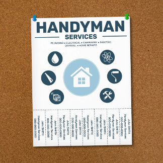 Prospectus 21,6 Cm X 24,94 Cm Handyman Services Tear-Off Tabs Flyer