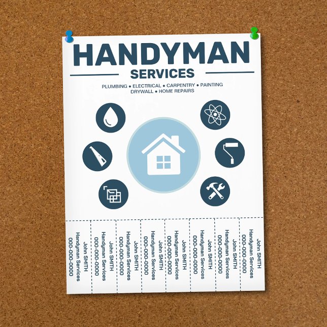 Prospectus 21,6 Cm X 24,94 Cm Handyman Services Tear-Off Tabs Flyer (Handyman Services Tear Off Strips Flyer)