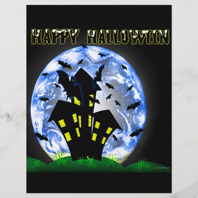 Prospectus 21,6 Cm X 24,94 Cm Happy Halloween Déplaisant Haunted House Flyer (Devant)