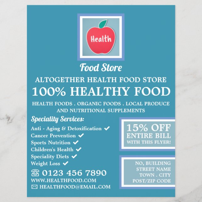 Prospectus 21,6 Cm X 24,94 Cm Health Food Store Logo Advertising (Devant)