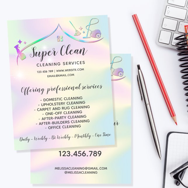 Prospectus 21,6 Cm X 24,94 Cm Holographie de la maison de nettoyage des domestiq (Créateur téléchargé)