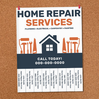 Prospectus 21,6 Cm X 24,94 Cm Home Repair Services Tear-Off Tabs Flyer