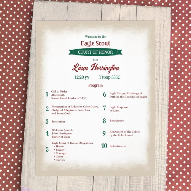 Prospectus 21,6 Cm X 24,94 Cm Hunter Green and Burgundy Eagle Program (hunter green and burgundy eagle scout court of honor ceremony program)