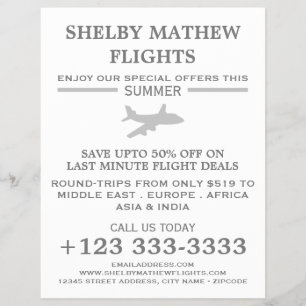 Prospectus 21,6 Cm X 24,94 Cm Icône d'avion argent, dépliant publicitaire de com