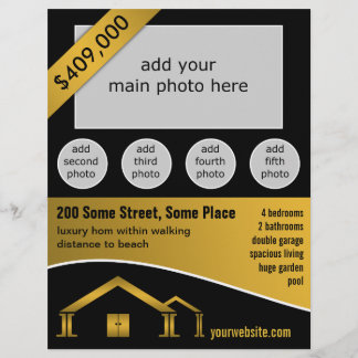 Prospectus 21,6 Cm X 24,94 Cm Icône Gold Home Vente Flyers Agent Immobilier