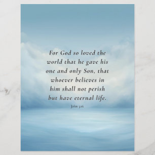 Prospectus 21,6 Cm X 24,94 Cm Image du verset biblique Jean 3:16