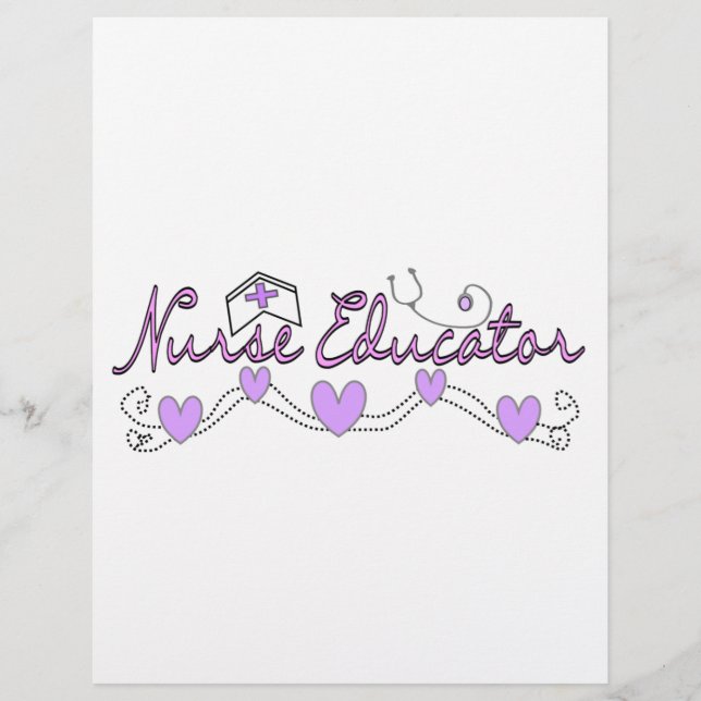 Prospectus 21,6 Cm X 24,94 Cm Infirmière éducatrice Conception des Coeurs Rose (Devant)