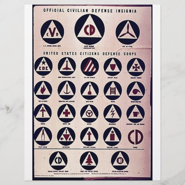 Prospectus 21,6 Cm X 24,94 Cm Insigne officiel de défense civile (Devant)