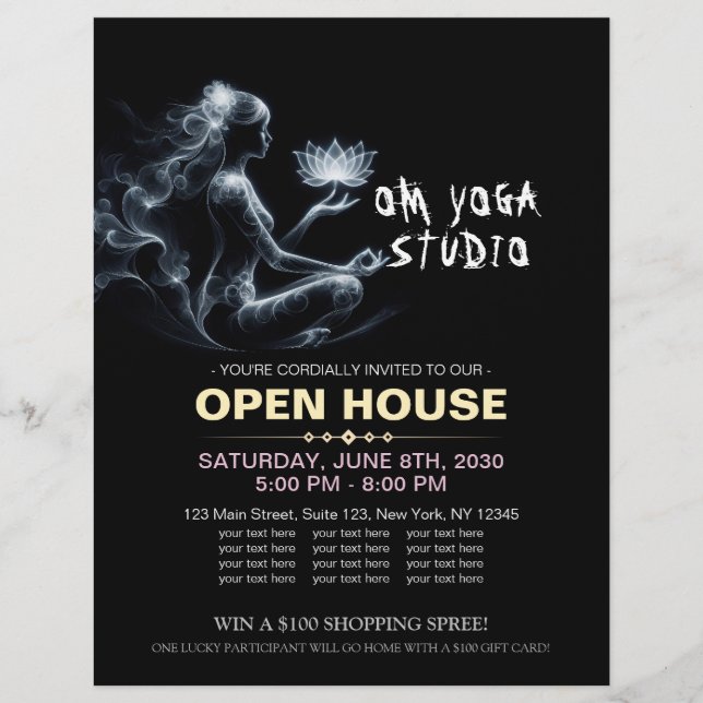 Prospectus 21,6 Cm X 24,94 Cm Instructeur de Yoga Méditation Lotus Pose Lumineus (Devant)