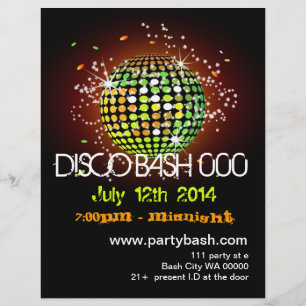 Prospectus 21,6 Cm X 24,94 Cm Invitation à l'affiche Disco Ball Party