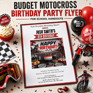 Prospectus 21,6 Cm X 24,94 Cm Invitation à une fête d'anniversaire Motocross pou