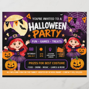 Prospectus 21,6 Cm X 24,94 Cm Invitation à une fête d'Halloween pour enfants J