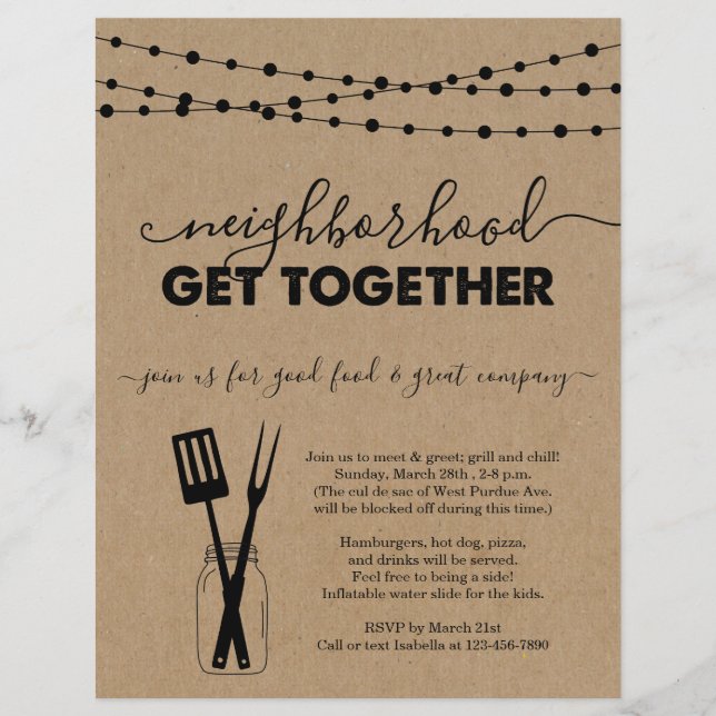 Prospectus 21,6 Cm X 24,94 Cm Invitation au rassemblement de quartier (Devant)