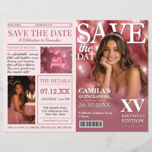 Prospectus 21,6 Cm X 24,94 Cm Invitation de mise en garde de style magazine rose