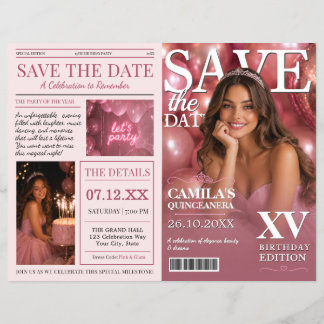Prospectus 21,6 Cm X 24,94 Cm Invitation de mise en garde de style magazine rose