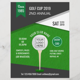 Prospectus 21,6 Cm X 24,94 Cm Invitation de tournoi de golf en club/entreprise a