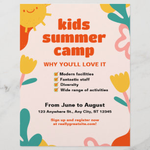 Prospectus 21,6 Cm X 24,94 Cm Jaune Orange Vintage Editable Kids Summer Camp