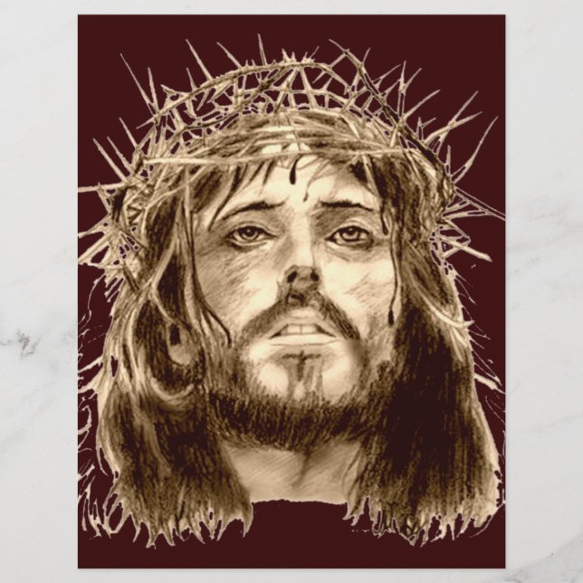 Prospectus 21,6 Cm X 24,94 Cm Jésus-Christ avec une couronne d'épines (Devant)