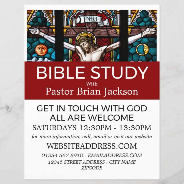 Prospectus 21,6 Cm X 24,94 Cm Jesus on the Cross, Christian Bible Class Advert (Devant)