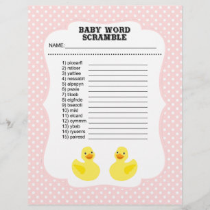 Prospectus 21,6 Cm X 24,94 Cm Jeu de mots mêlés pour Baby Shower
