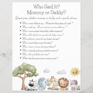 Prospectus 21,6 Cm X 24,94 Cm Jeux de Baby shower Jungle Safari