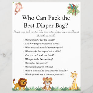 Prospectus 21,6 Cm X 24,94 Cm Jeux de Baby shower Jungle Safari