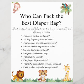 Prospectus 21,6 Cm X 24,94 Cm Jeux de Baby shower Jungle Safari