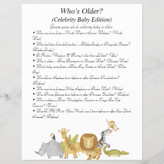 Prospectus 21,6 Cm X 24,94 Cm Jeux de Baby shower Jungle Safari