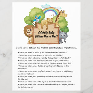 Prospectus 21,6 Cm X 24,94 Cm Jeux de Baby shower Jungle Safari