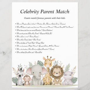 Prospectus 21,6 Cm X 24,94 Cm Jeux de Baby shower Jungle Safari