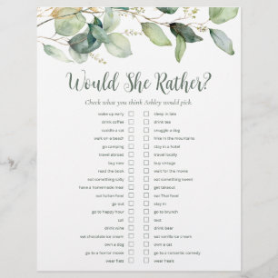Prospectus 21,6 Cm X 24,94 Cm Jeux de Baby Shower LGBTQ Eucalyptus