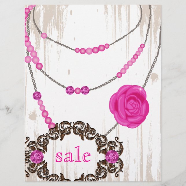 Prospectus 21,6 Cm X 24,94 Cm Joaillerie Flyer Collier Rose Brown rose (Devant)