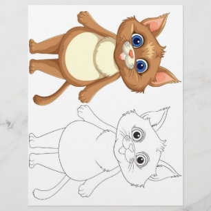 Prospectus 21,6 Cm X 24,94 Cm Jolie page de coloriage de chat de dessin animé