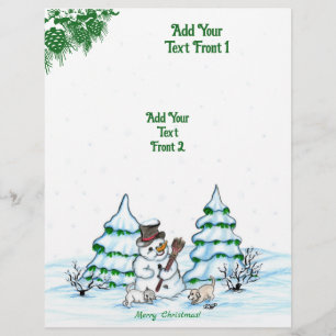 Prospectus 21,6 Cm X 24,94 Cm Joyeux Noël ! Snowman avec chat et chiot