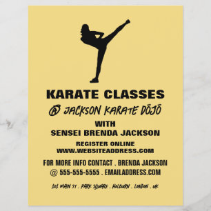 Prospectus 21,6 Cm X 24,94 Cm Karate Silhouette, Karate Class Publicité