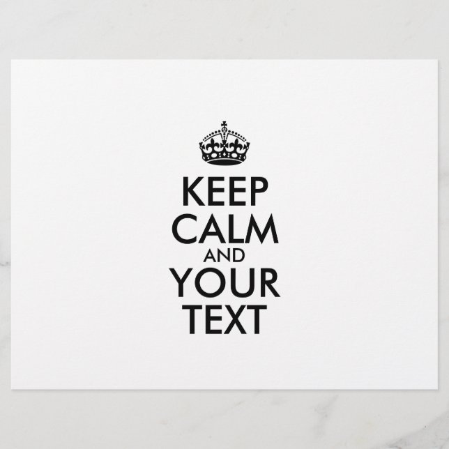 Prospectus 21,6 Cm X 24,94 Cm KEEP CALM personnalisé et votre texte (Devant)