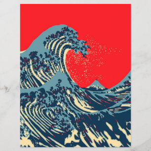 Prospectus 21,6 Cm X 24,94 Cm La Grande vague Hokusai dans le style art de l'esp