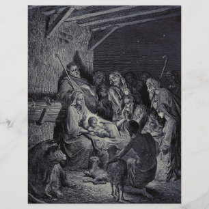 Prospectus 21,6 Cm X 24,94 Cm La Nativité par Gustave Doré Encre victorienne de