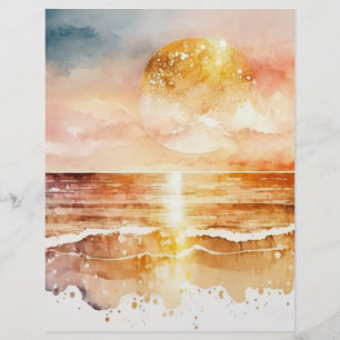 Prospectus 21,6 Cm X 24,94 Cm La série de plage à l'aquarelle Design 1